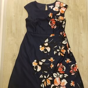 New York & Company Dark Blue Floral Dress Large